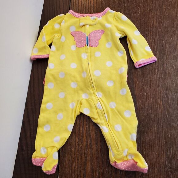 Lot of 4 Carter's NB Girls O mo Zip Rompers Stripes, Elegant, Sheep & Butterfly - Picture 10 of 12